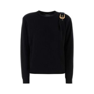 VERSACE Medusa Buckle Detail Crewneck Sweater Women BLACK Sweaters & Knitwear